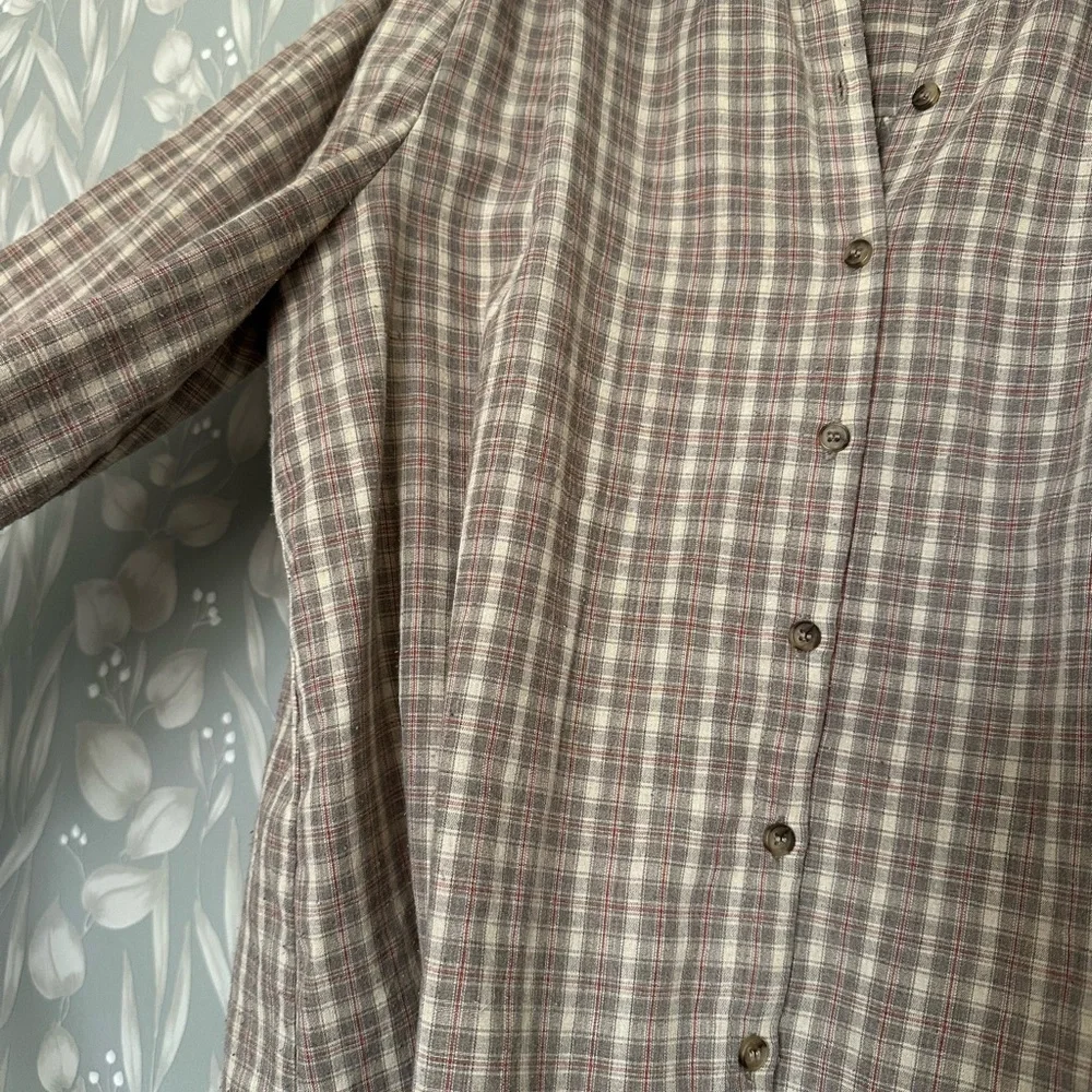 Neuflora Plaid Ruffle Collar Blouse - Picture 2 of 3